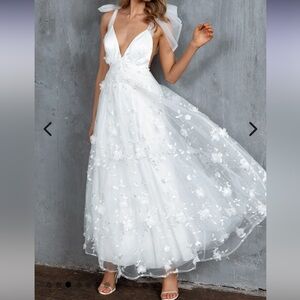 Chantilly Tied Shoulder Maxi Dress White